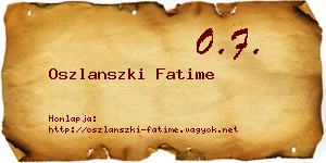 Oszlanszki Fatime névjegykártya
